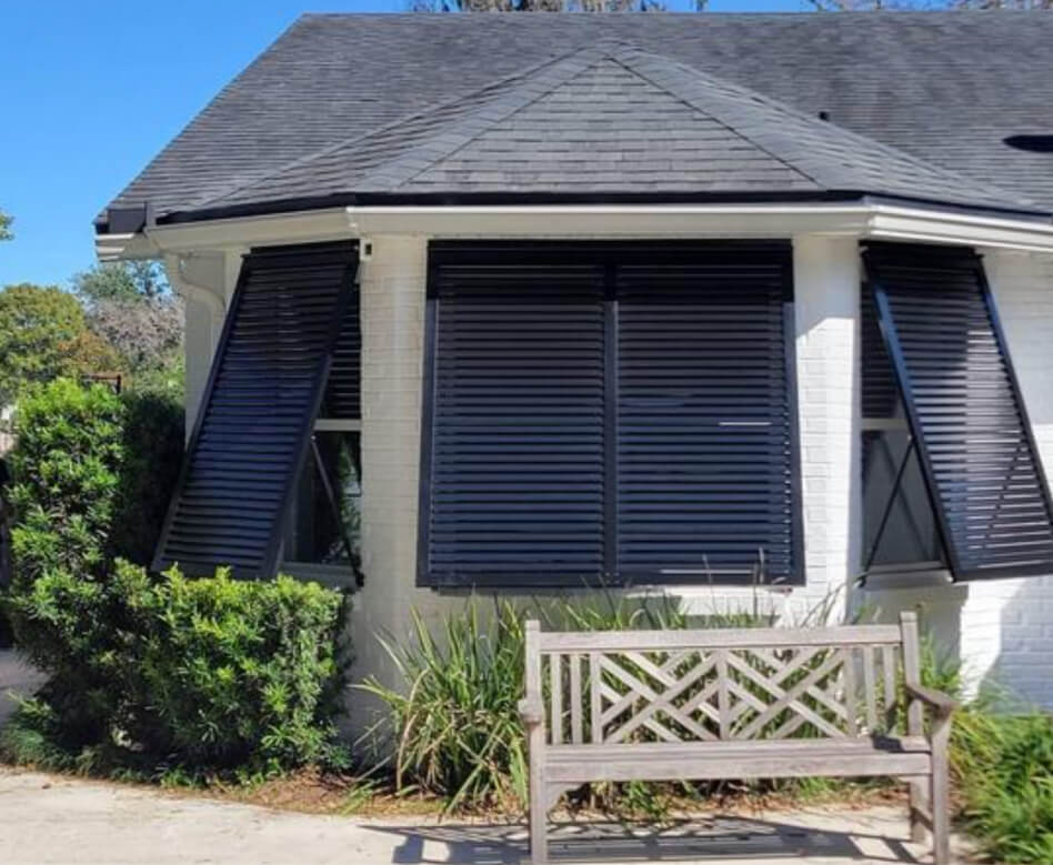 Decorative Bahama Shutters in black by Better Exteriors