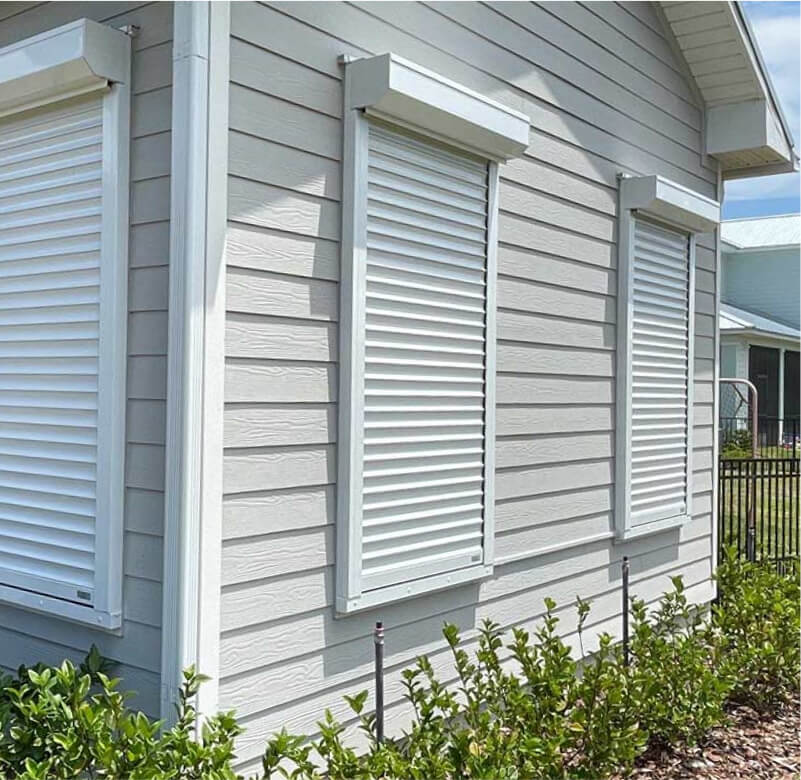 Roller Shutters on the windows of a house installed by Better Exteriors